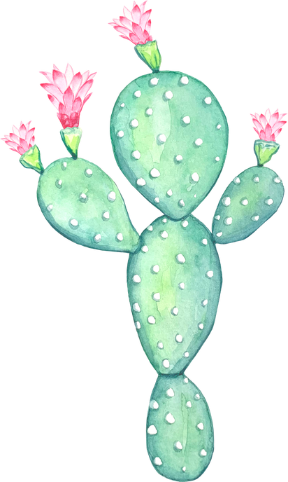Watercolor Opuntia cactus