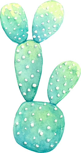 Watercolor Opuntia cactus